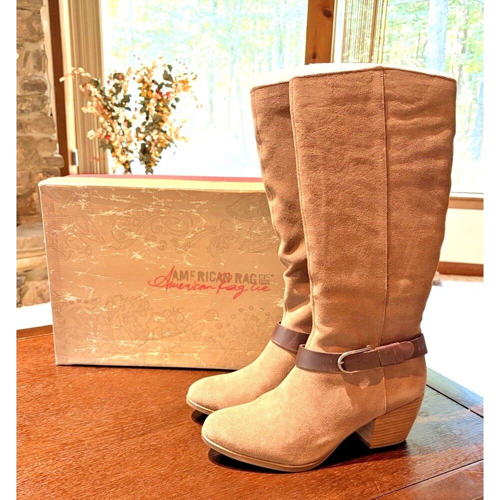 American Rag Tegan Suede Tall, Zip Up Taupe Women’s Boots 11M New in Box